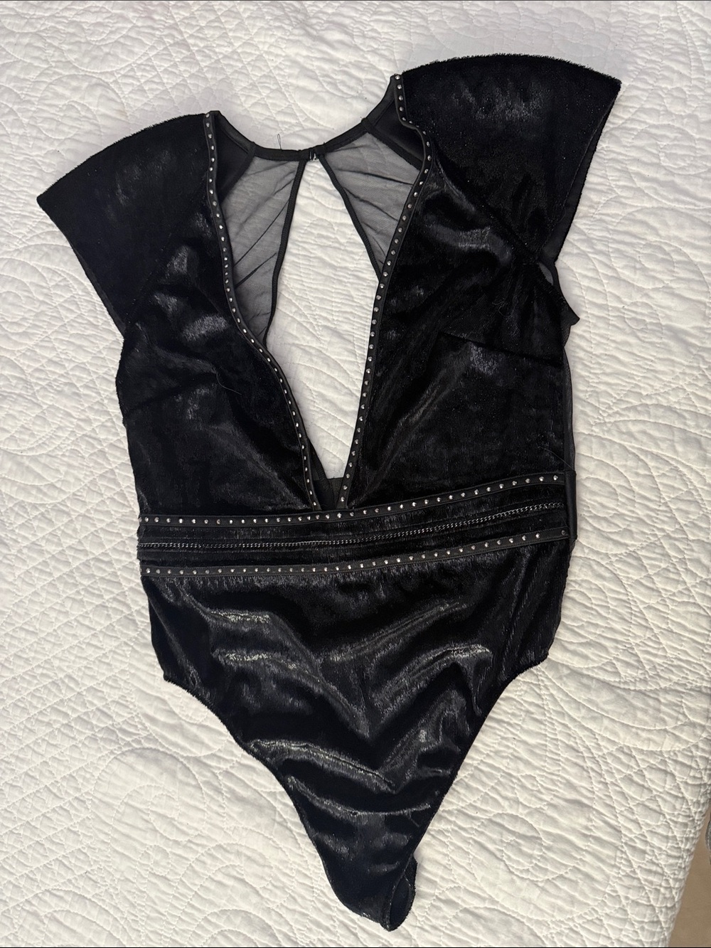 Victoria's Secret Black Mesh Plunge Bodysuit